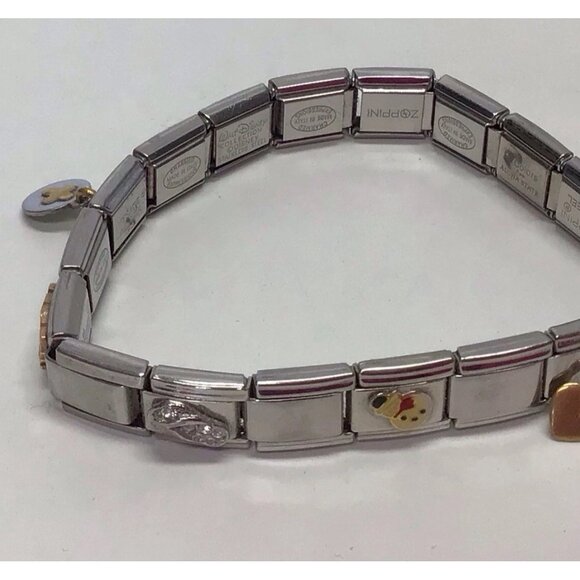 Zoppini Italy Stainless Steel Bracelet Gold Accents 9 Charms - Picture 3 of 9